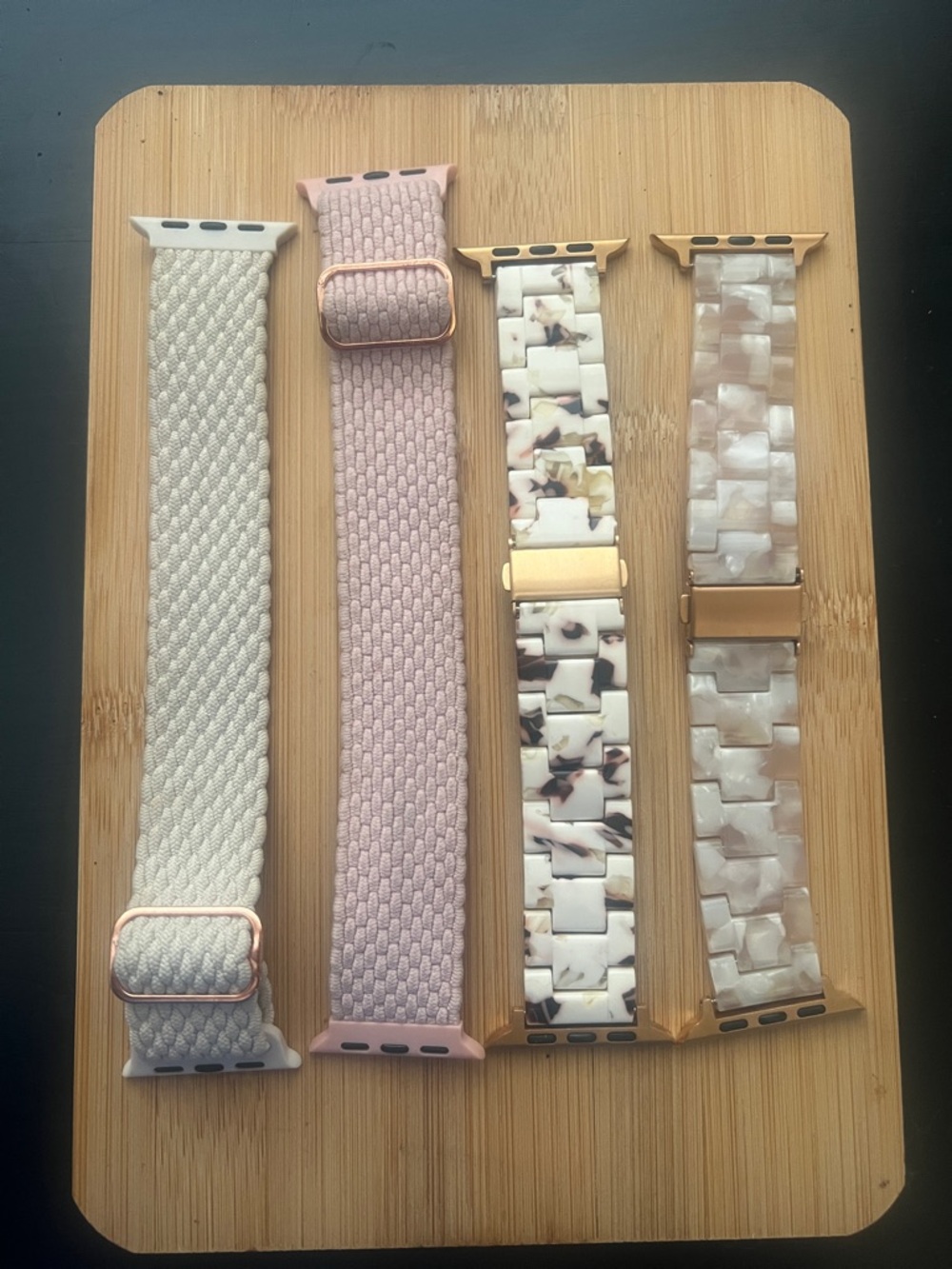 Set of 4 Apple Watch-Compatible Bands in Cream, Blush & Marble